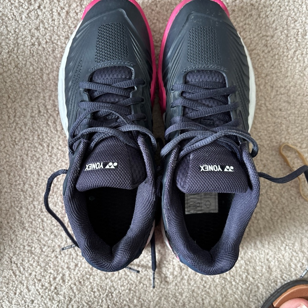 Yonex Women's Blue Athletic Sneakers with Pink Accents